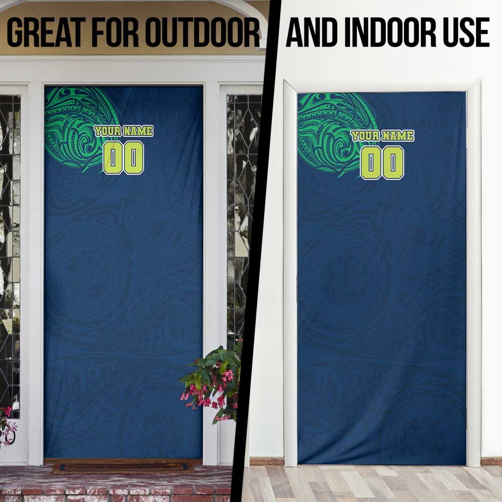 Personalized Canberra Raiders Door Cover Polynesian Tribal Chest and Sleeve Tattoo