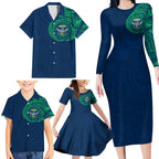 Personalized Canberra Raiders Family Matching Long Sleeve Bodycon Dress and Hawaiian Shirt Polynesian Tribal Chest and Sleeve Tattoo