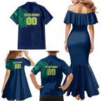 Personalized Canberra Raiders Family Matching Mermaid Dress and Hawaiian Shirt Polynesian Tribal Chest and Sleeve Tattoo