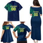 Personalized Canberra Raiders Family Matching Puletasi and Hawaiian Shirt Polynesian Tribal Chest and Sleeve Tattoo