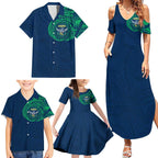 Personalized Canberra Raiders Family Matching Summer Maxi Dress and Hawaiian Shirt Polynesian Tribal Chest and Sleeve Tattoo