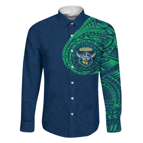 Personalized Canberra Raiders Family Matching Summer Maxi Dress and Hawaiian Shirt Polynesian Tribal Chest and Sleeve Tattoo