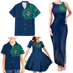 Personalized Canberra Raiders Family Matching Tank Maxi Dress and Hawaiian Shirt Polynesian Tribal Chest and Sleeve Tattoo