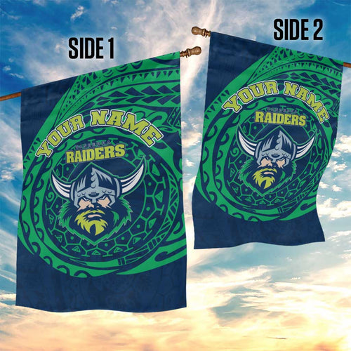 Personalized Canberra Raiders Garden Flag Polynesian Tribal Chest and Sleeve Tattoo