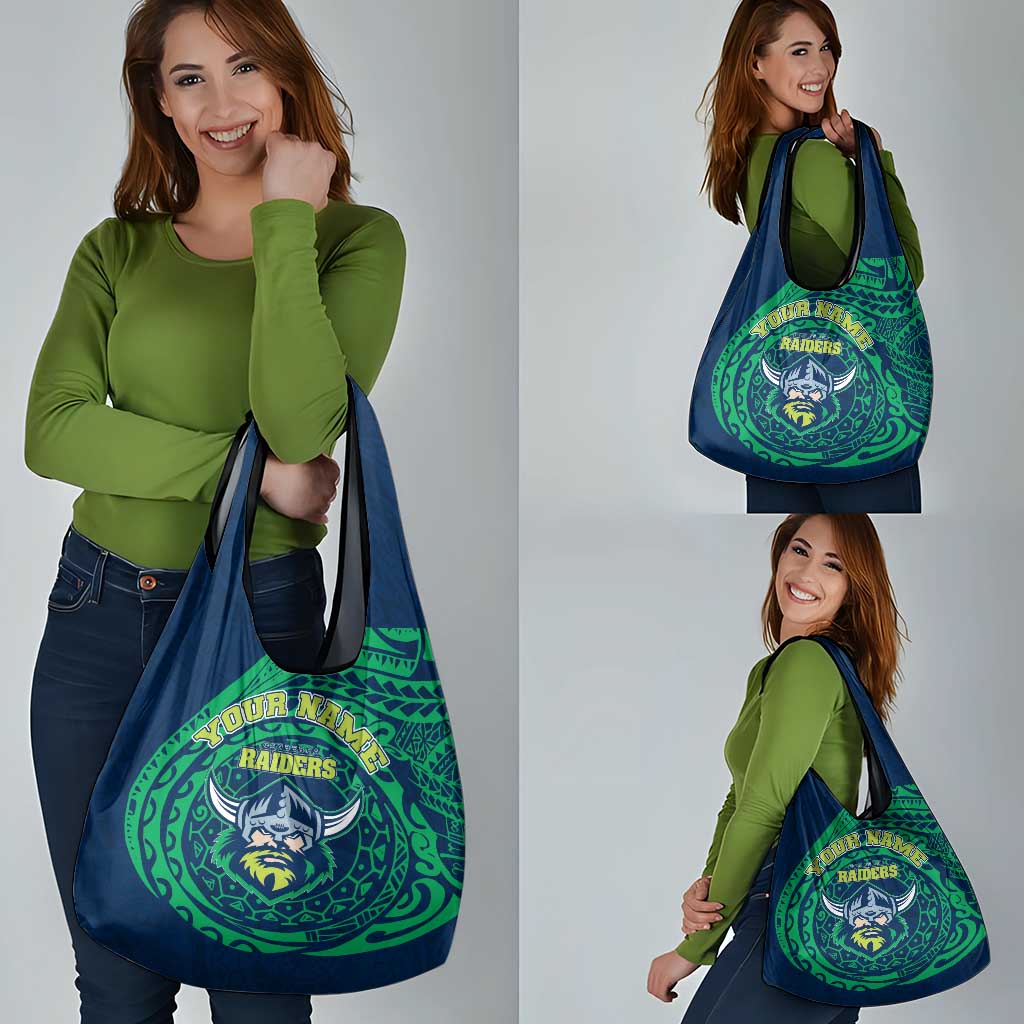 Personalized Canberra Raiders Grocery Bag Polynesian Tribal Chest and Sleeve Tattoo