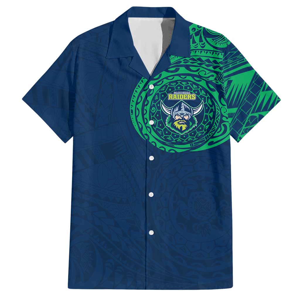 Personalized Canberra Raiders Hawaiian Shirt Polynesian Tribal Chest and Sleeve Tattoo