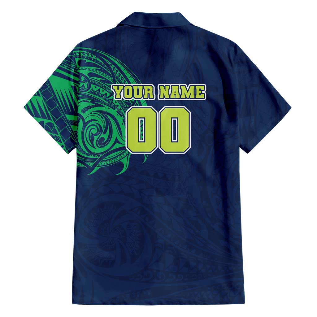 Personalized Canberra Raiders Hawaiian Shirt Polynesian Tribal Chest and Sleeve Tattoo