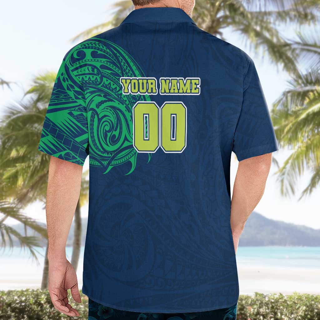 Personalized Canberra Raiders Hawaiian Shirt Polynesian Tribal Chest and Sleeve Tattoo