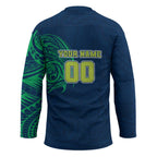 Personalized Canberra Raiders Hockey Jersey Polynesian Tribal Chest and Sleeve Tattoo
