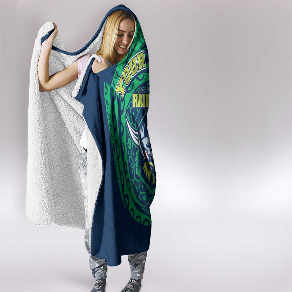 Personalized Canberra Raiders Hooded Blanket Polynesian Tribal Chest and Sleeve Tattoo