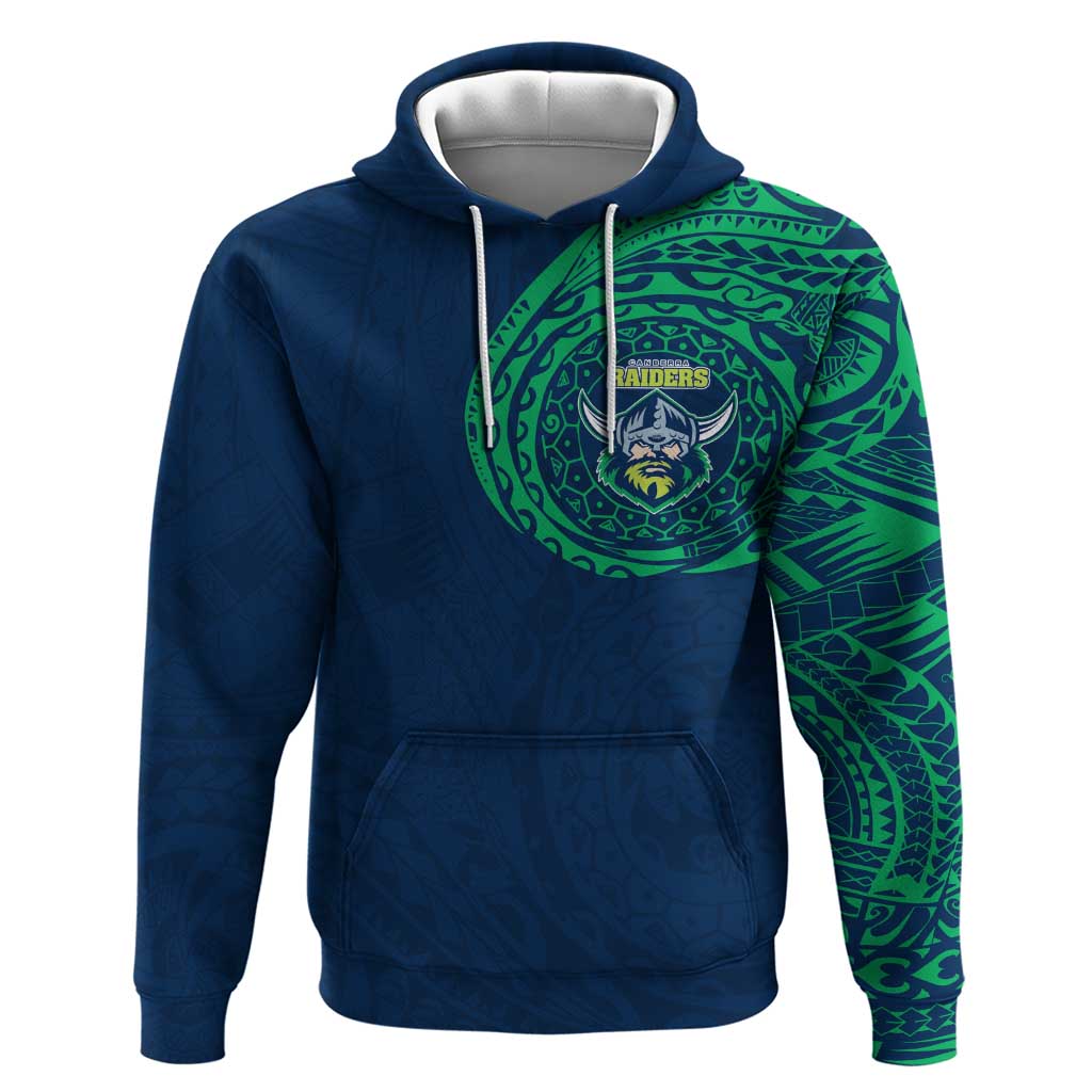 Personalized Canberra Raiders Hoodie Polynesian Tribal Chest and Sleeve Tattoo