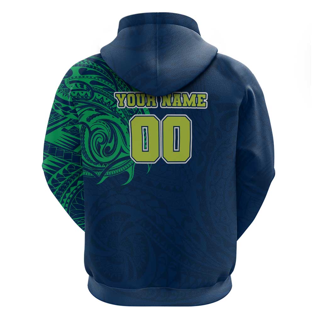 Personalized Canberra Raiders Hoodie Polynesian Tribal Chest and Sleeve Tattoo