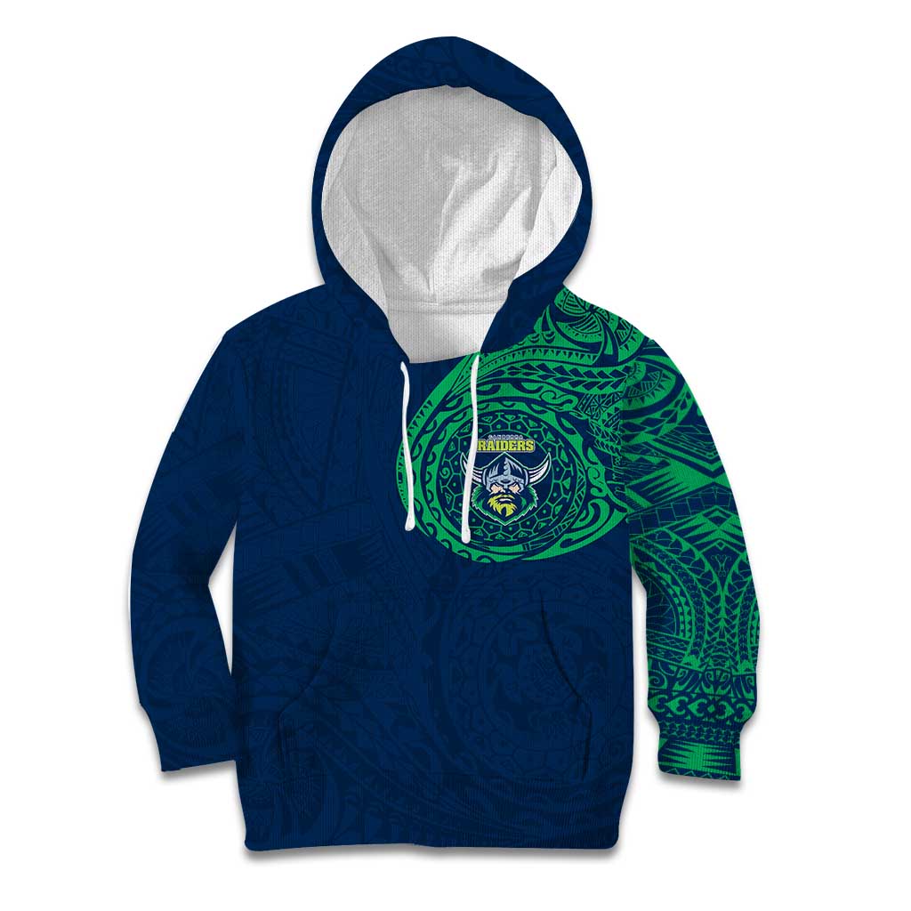 Personalized Canberra Raiders Kid Hoodie Polynesian Tribal Chest and Sleeve Tattoo
