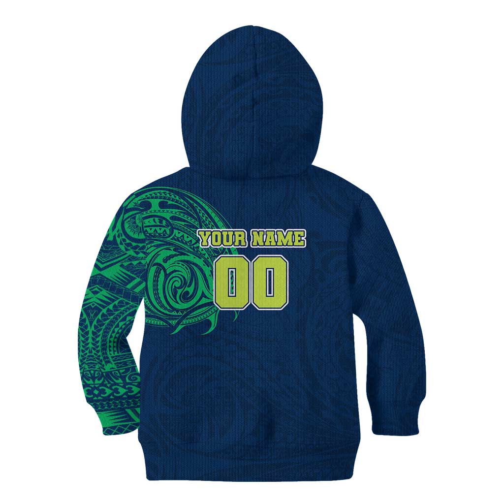 Personalized Canberra Raiders Kid Hoodie Polynesian Tribal Chest and Sleeve Tattoo