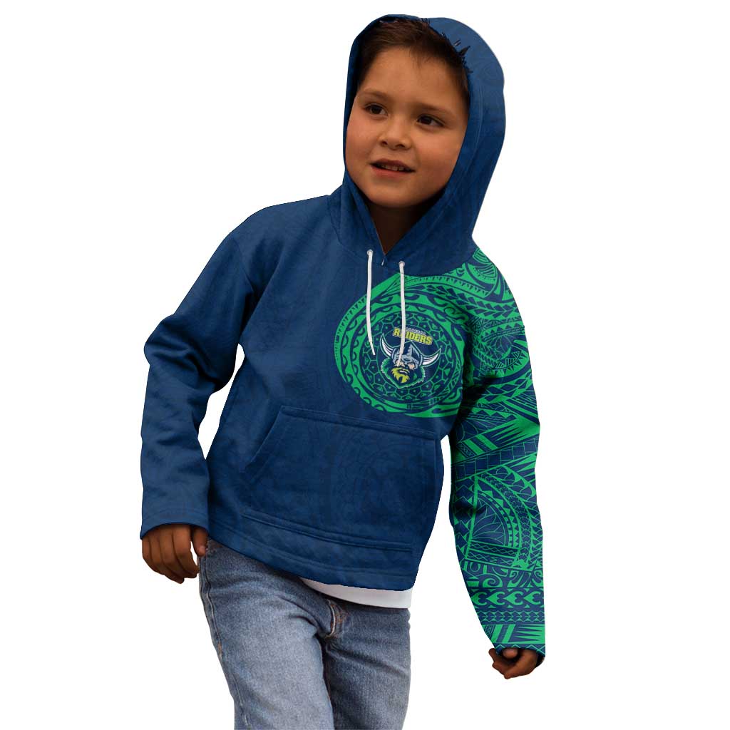 Personalized Canberra Raiders Kid Hoodie Polynesian Tribal Chest and Sleeve Tattoo