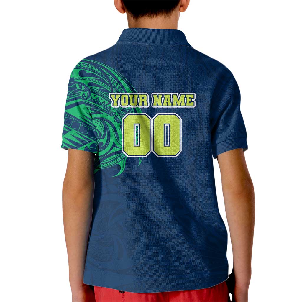 Personalized Canberra Raiders Kid Polo Shirt Polynesian Tribal Chest and Sleeve Tattoo