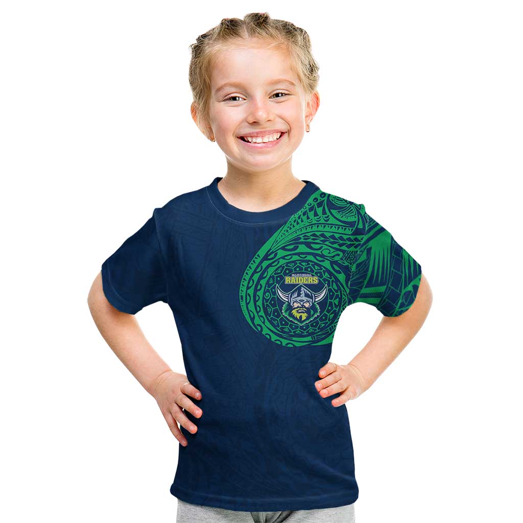 Personalized Canberra Raiders Kid T Shirt Polynesian Tribal Chest and Sleeve Tattoo