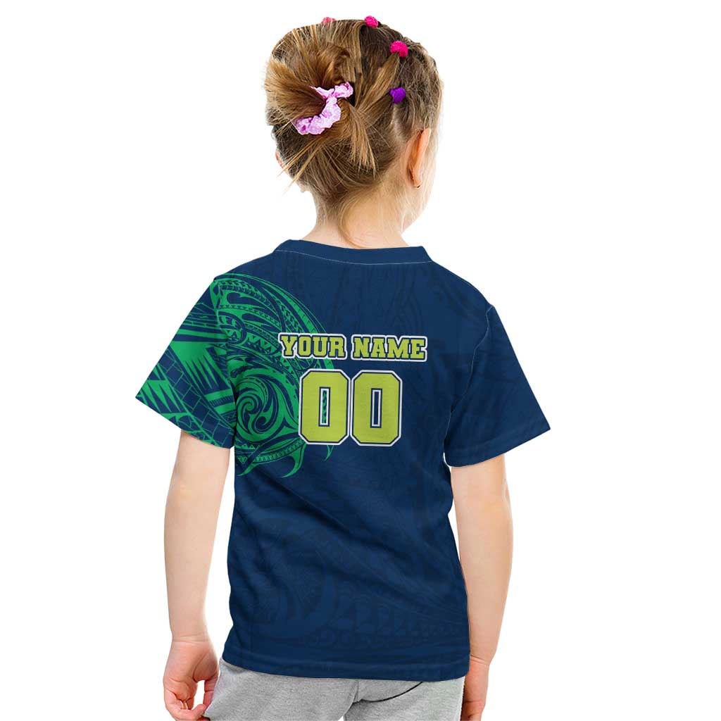 Personalized Canberra Raiders Kid T Shirt Polynesian Tribal Chest and Sleeve Tattoo