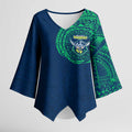 Personalized Canberra Raiders Kimono Sleeve Blouse Polynesian Tribal Chest and Sleeve Tattoo