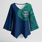 Personalized Canberra Raiders Kimono Sleeve Blouse Polynesian Tribal Chest and Sleeve Tattoo