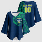 Personalized Canberra Raiders Kimono Sleeve Blouse Polynesian Tribal Chest and Sleeve Tattoo