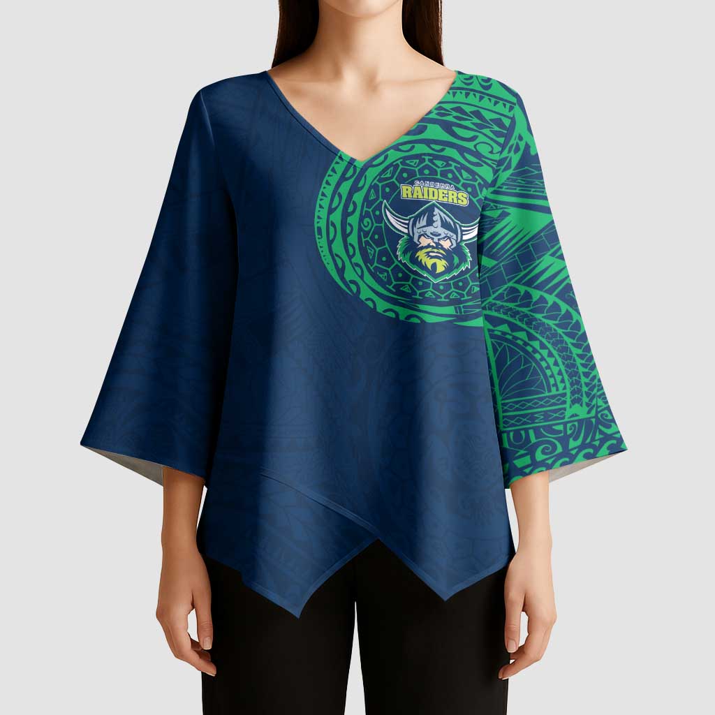 Personalized Canberra Raiders Kimono Sleeve Blouse Polynesian Tribal Chest and Sleeve Tattoo