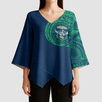Personalized Canberra Raiders Kimono Sleeve Blouse Polynesian Tribal Chest and Sleeve Tattoo