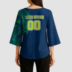 Personalized Canberra Raiders Kimono Sleeve Blouse Polynesian Tribal Chest and Sleeve Tattoo