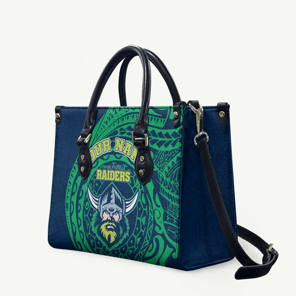 Personalized Canberra Raiders Leather Bag Polynesian Tribal Chest and Sleeve Tattoo