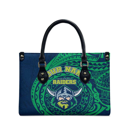 Personalized Canberra Raiders Leather Bag Polynesian Tribal Chest and Sleeve Tattoo
