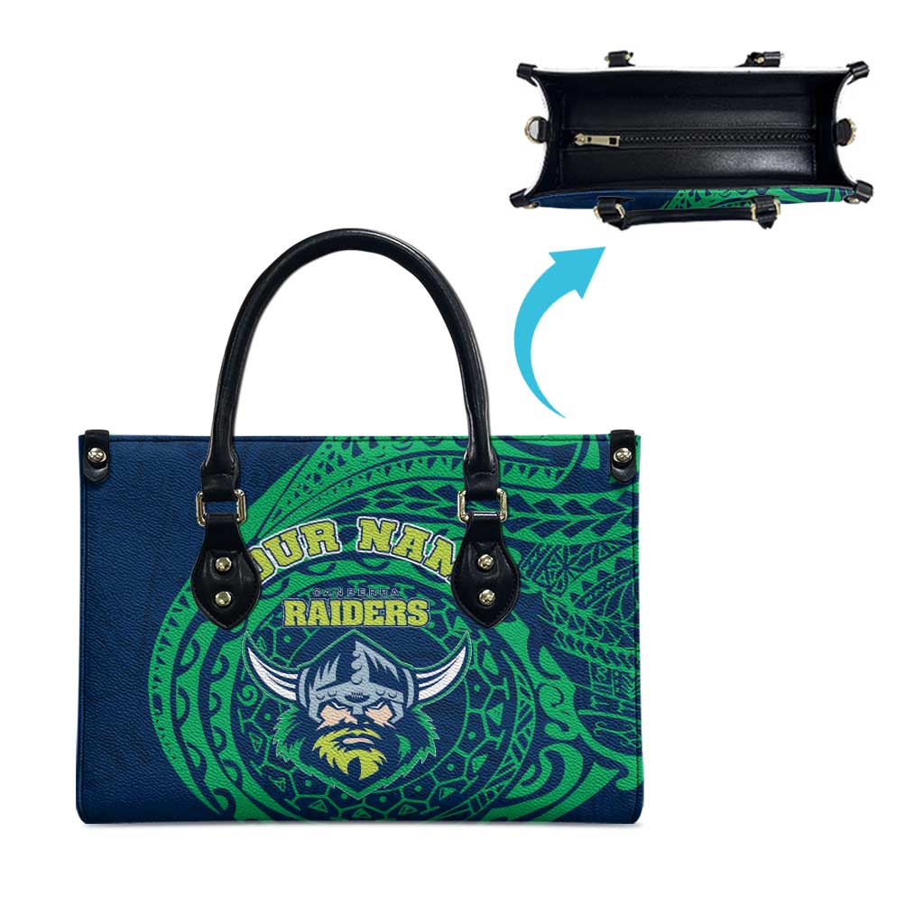 Personalized Canberra Raiders Leather Bag Polynesian Tribal Chest and Sleeve Tattoo