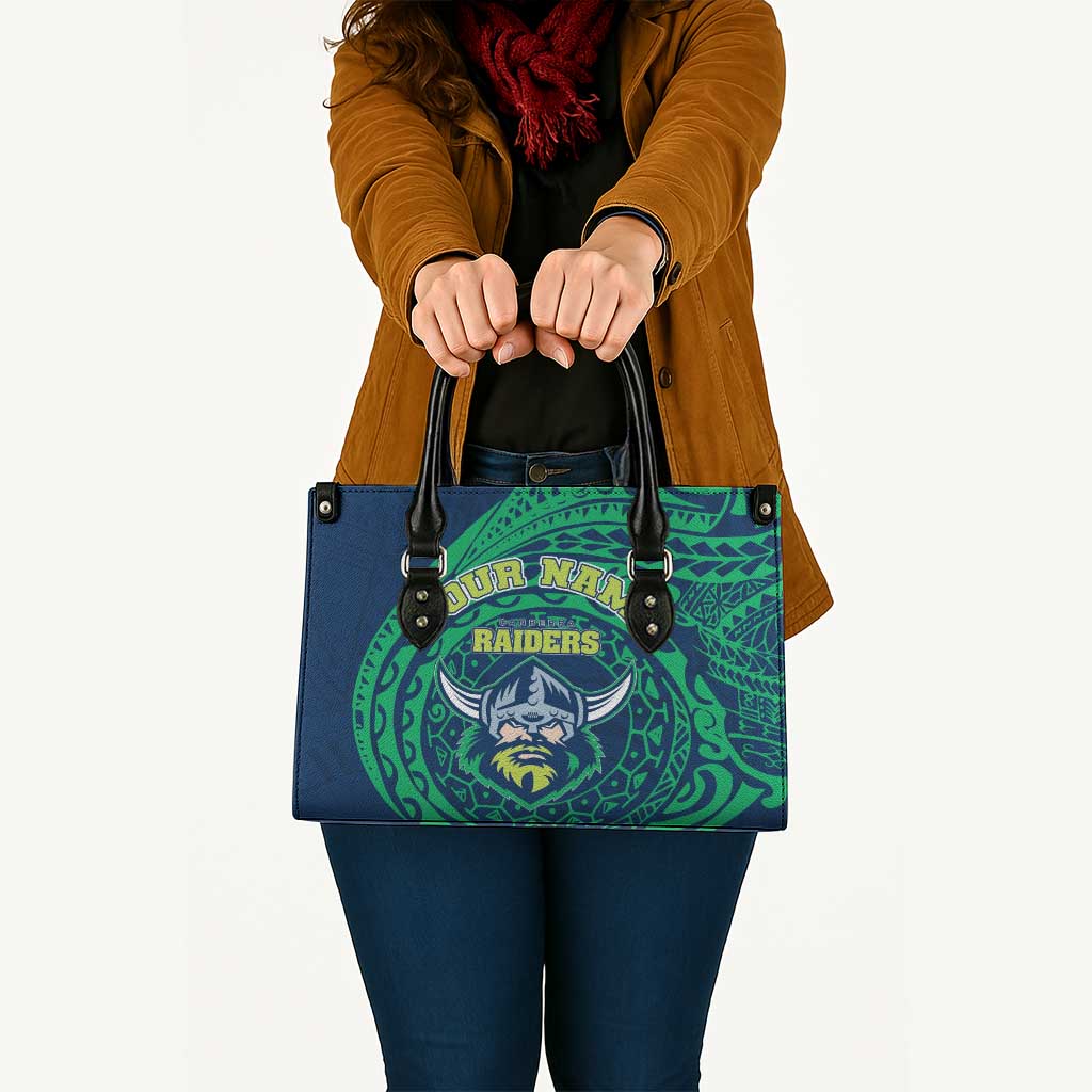 Personalized Canberra Raiders Leather Bag Polynesian Tribal Chest and Sleeve Tattoo