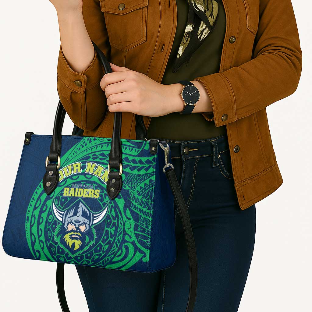 Personalized Canberra Raiders Leather Bag Polynesian Tribal Chest and Sleeve Tattoo