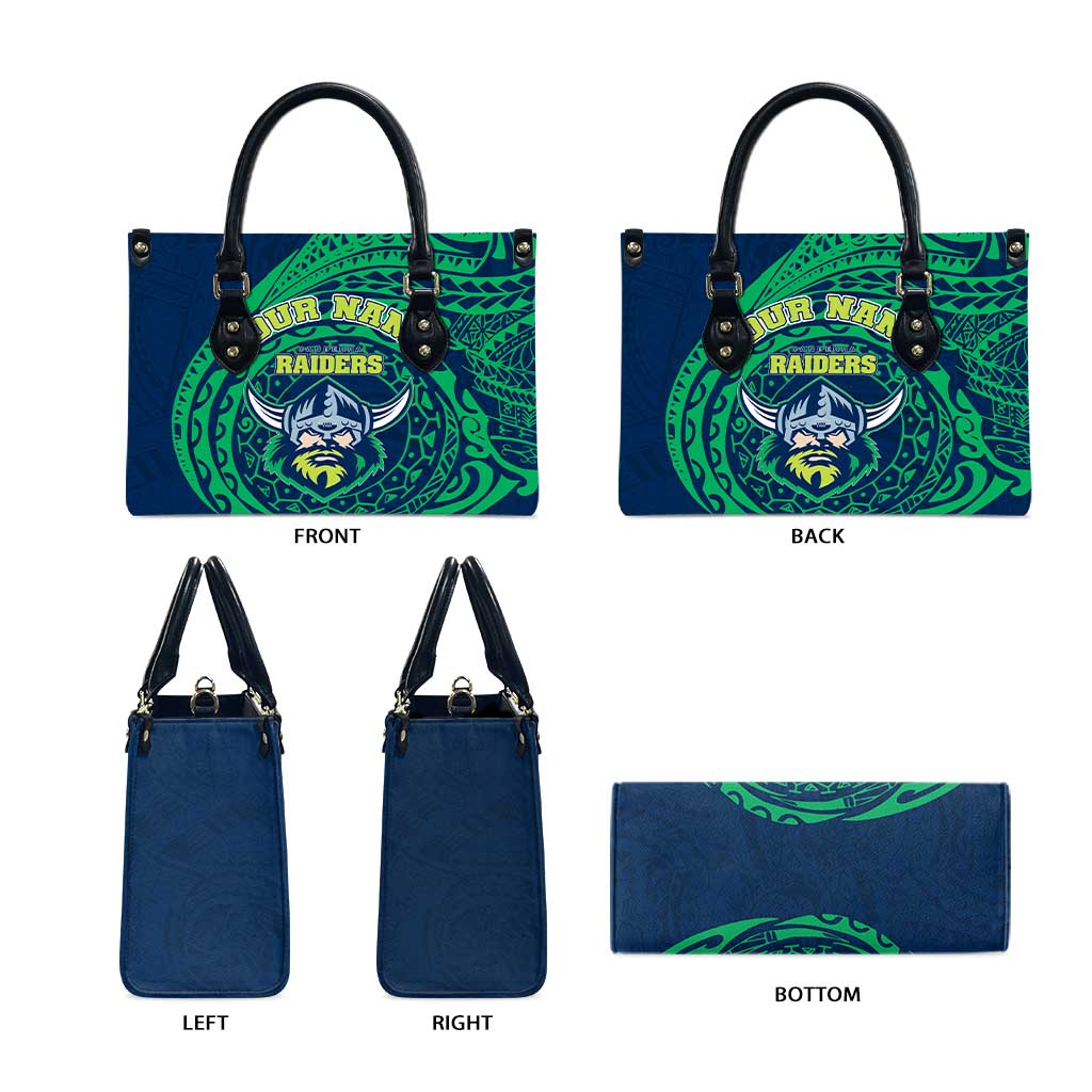 Personalized Canberra Raiders Leather Bag Polynesian Tribal Chest and Sleeve Tattoo