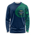 Personalized Canberra Raiders Long Sleeve Shirt Polynesian Tribal Chest and Sleeve Tattoo