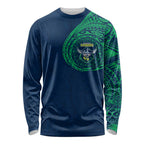 Personalized Canberra Raiders Long Sleeve Shirt Polynesian Tribal Chest and Sleeve Tattoo