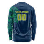 Personalized Canberra Raiders Long Sleeve Shirt Polynesian Tribal Chest and Sleeve Tattoo