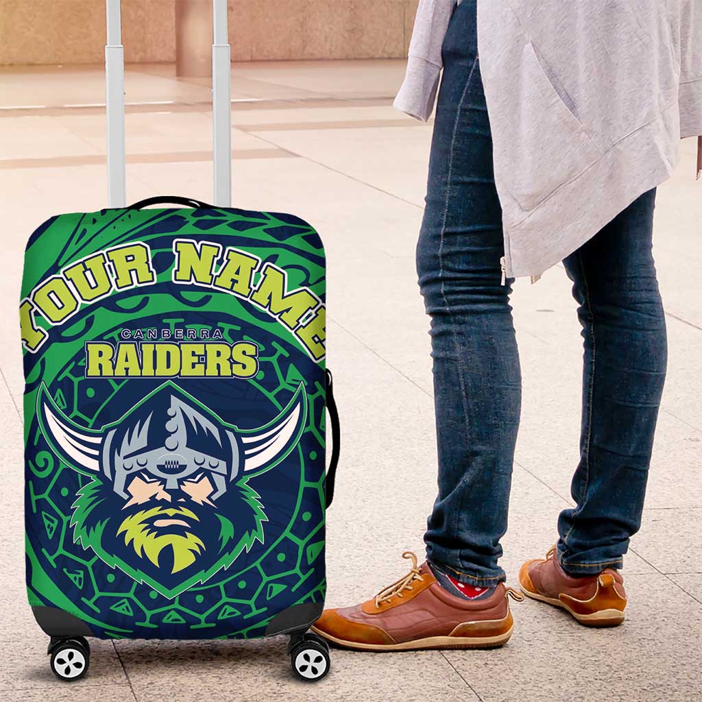 Personalized Canberra Raiders Luggage Cover Polynesian Tribal Chest and Sleeve Tattoo