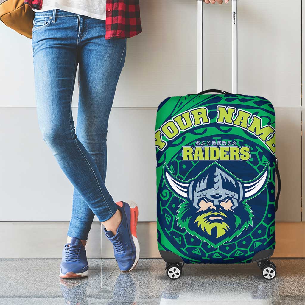 Personalized Canberra Raiders Luggage Cover Polynesian Tribal Chest and Sleeve Tattoo