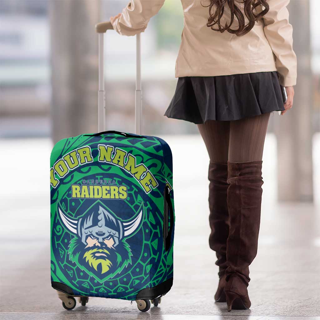 Personalized Canberra Raiders Luggage Cover Polynesian Tribal Chest and Sleeve Tattoo