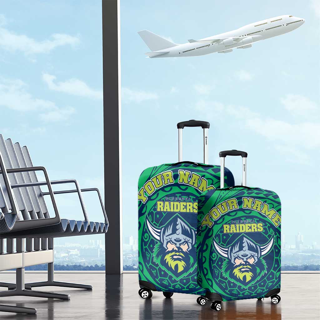 Personalized Canberra Raiders Luggage Cover Polynesian Tribal Chest and Sleeve Tattoo