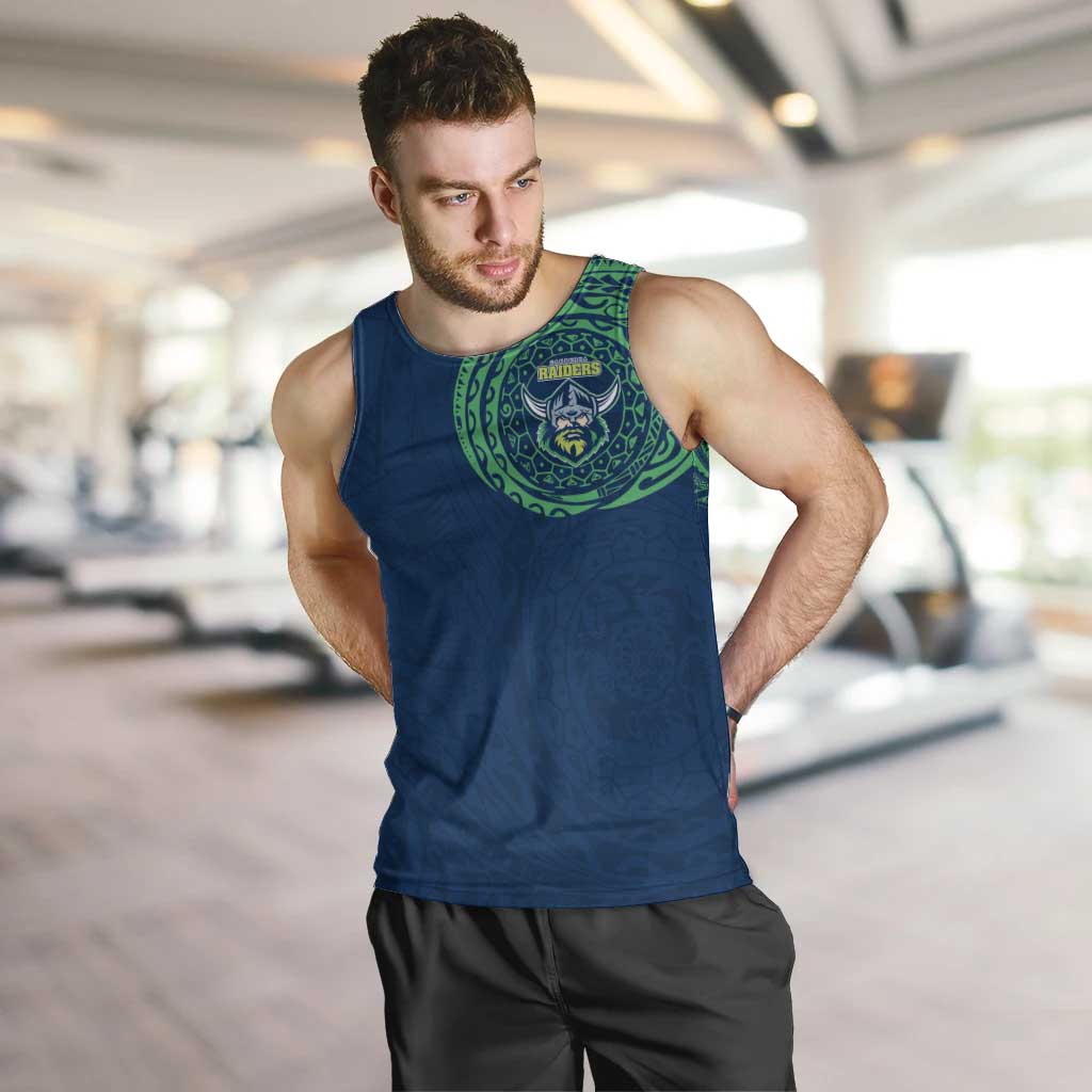 Personalized Canberra Raiders Men Tank Top Polynesian Tribal Chest and Sleeve Tattoo
