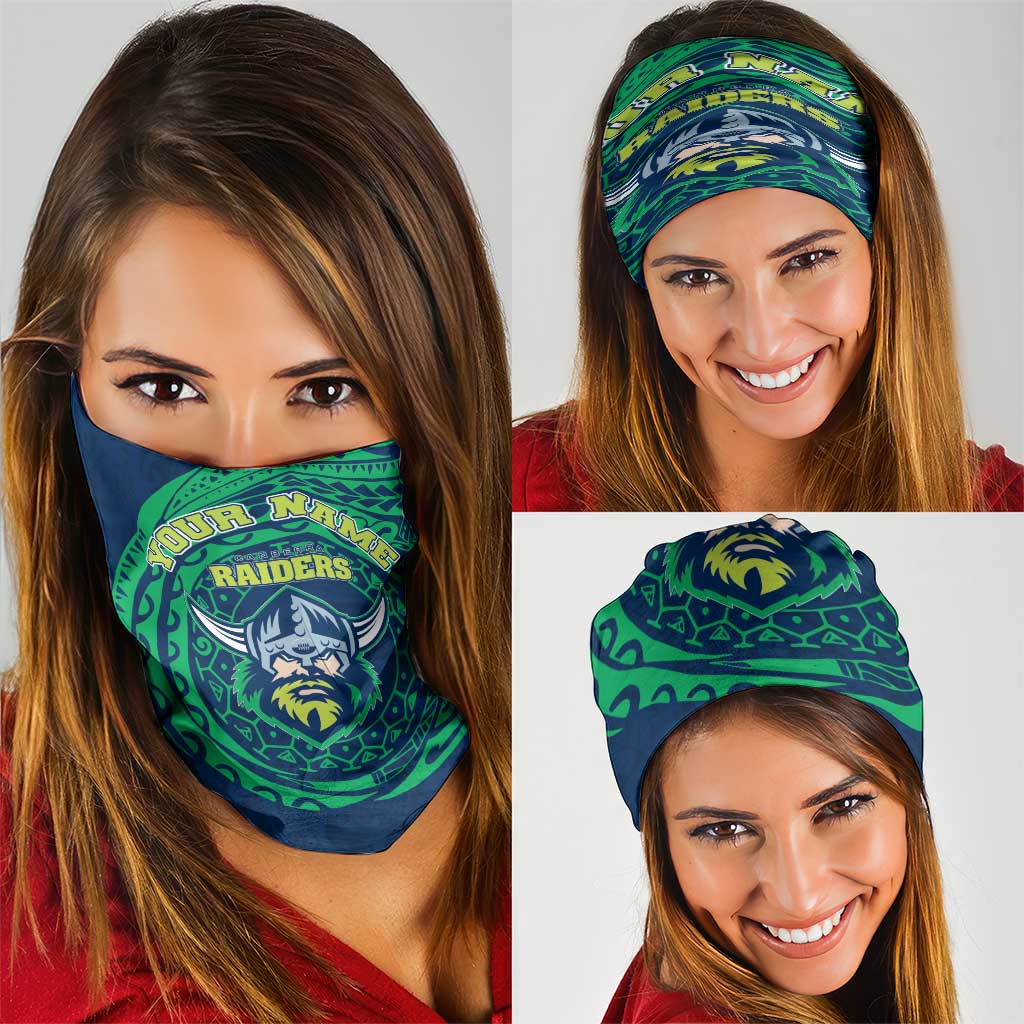 Personalized Canberra Raiders Neck Gaiter Polynesian Tribal Chest and Sleeve Tattoo