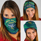 Personalized Canberra Raiders Neck Gaiter Polynesian Tribal Chest and Sleeve Tattoo