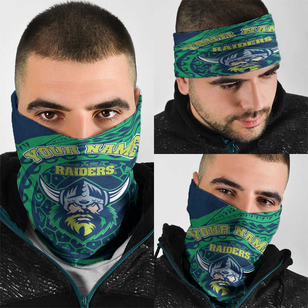Personalized Canberra Raiders Neck Gaiter Polynesian Tribal Chest and Sleeve Tattoo