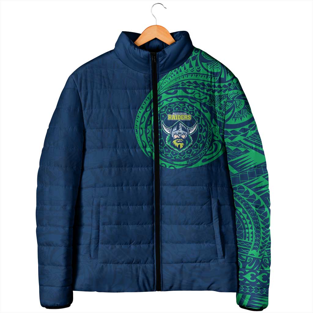 Personalized Canberra Raiders Padded Jacket Polynesian Tribal Chest and Sleeve Tattoo