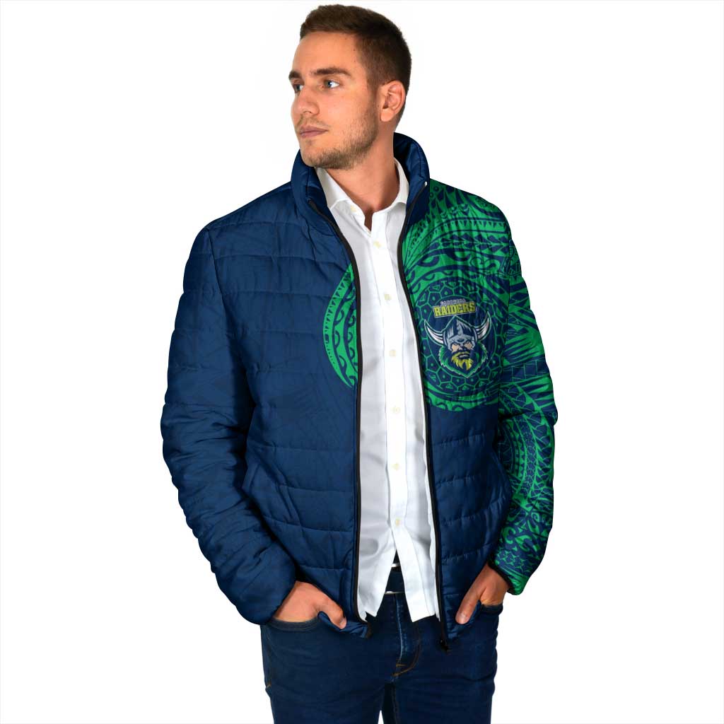 Personalized Canberra Raiders Padded Jacket Polynesian Tribal Chest and Sleeve Tattoo
