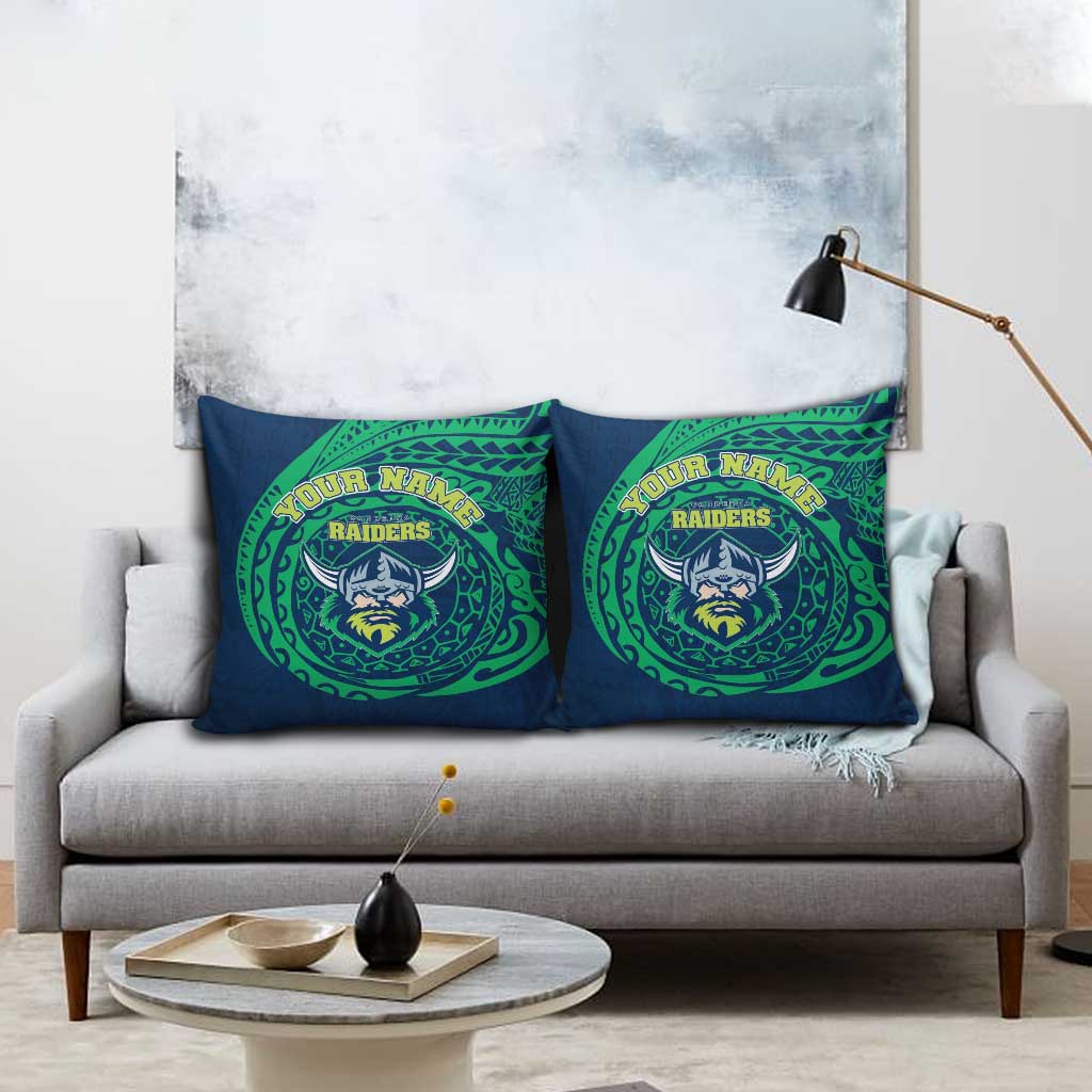 Personalized Canberra Raiders Pillow Cover Polynesian Tribal Chest and Sleeve Tattoo