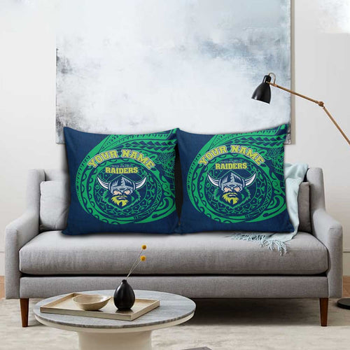 Personalized Canberra Raiders Pillow Cover Polynesian Tribal Chest and Sleeve Tattoo