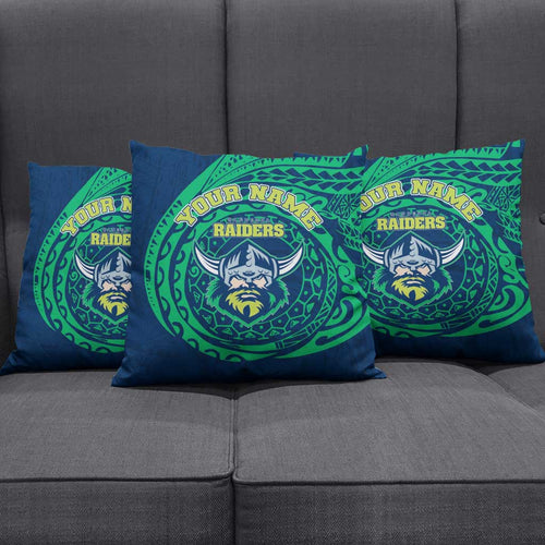 Personalized Canberra Raiders Pillow Cover Polynesian Tribal Chest and Sleeve Tattoo